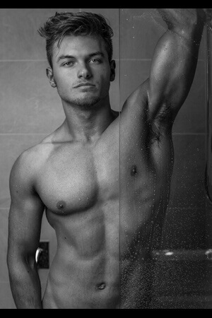 good looking hens nude art model posing in the shower near christchurch's mairehau