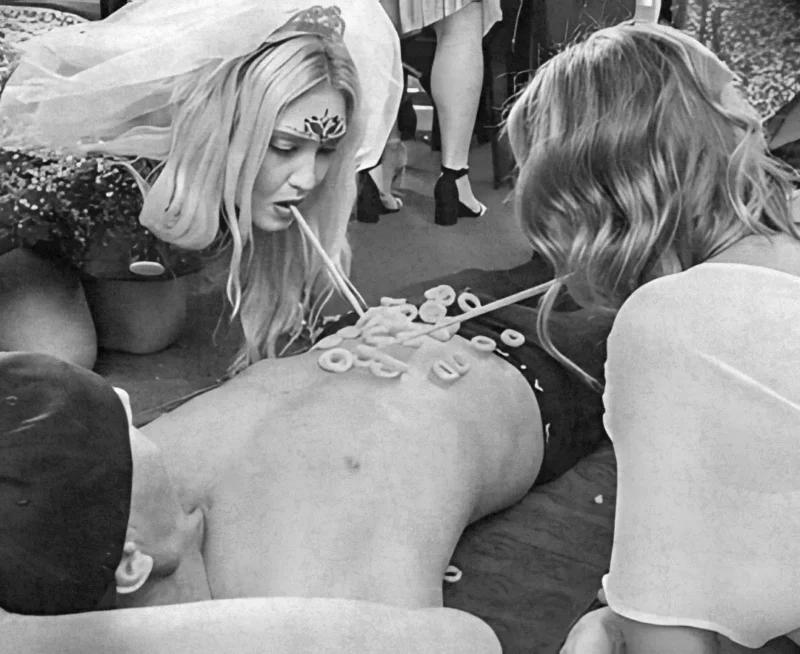 Hens enjoying party games together during a celebration